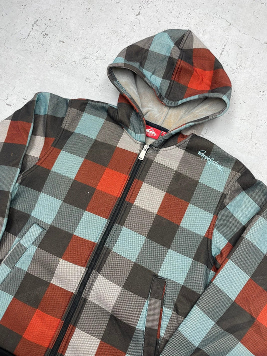 Quicksilver karierter Zipper Hoodie mit Fleece S - MonkeysVintage