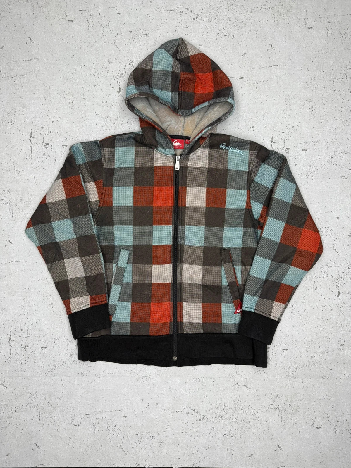 Quicksilver karierter Zipper Hoodie mit Fleece S - MonkeysVintage