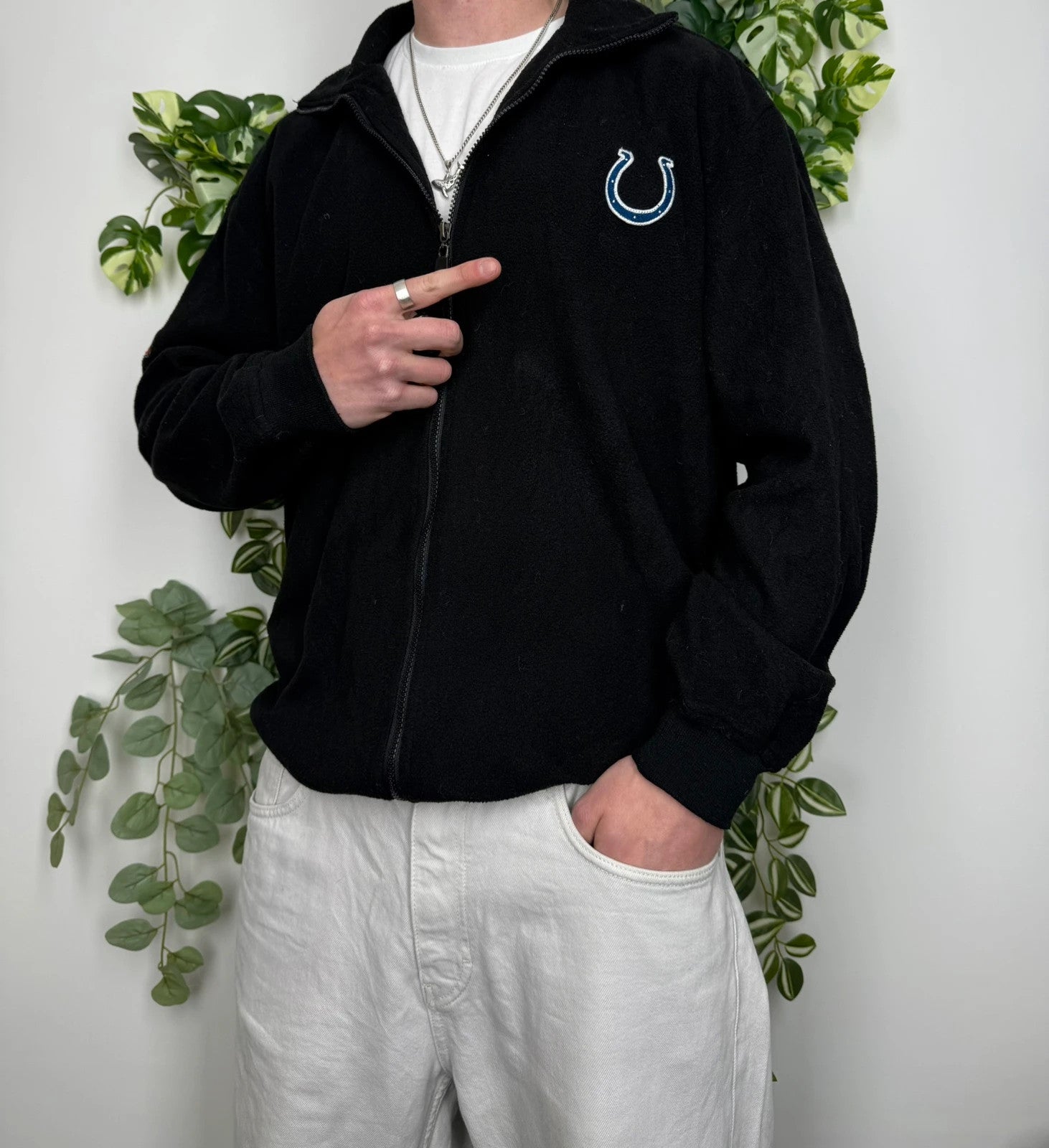 NFL Colts Fleecejacke Zipper Schwarz XL - MonkeysVintage