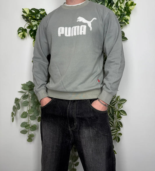Puma Vintage Sweatshirt bestickt Grau S - MonkeysVintage