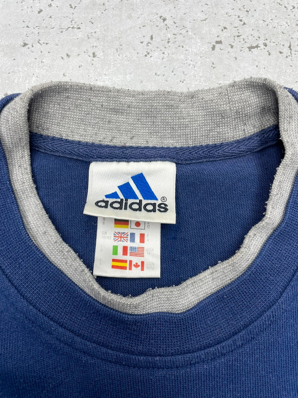 Adidas Y2K Vintage Langarm Shirt Sweater Blau Grau M - MonkeysVintage