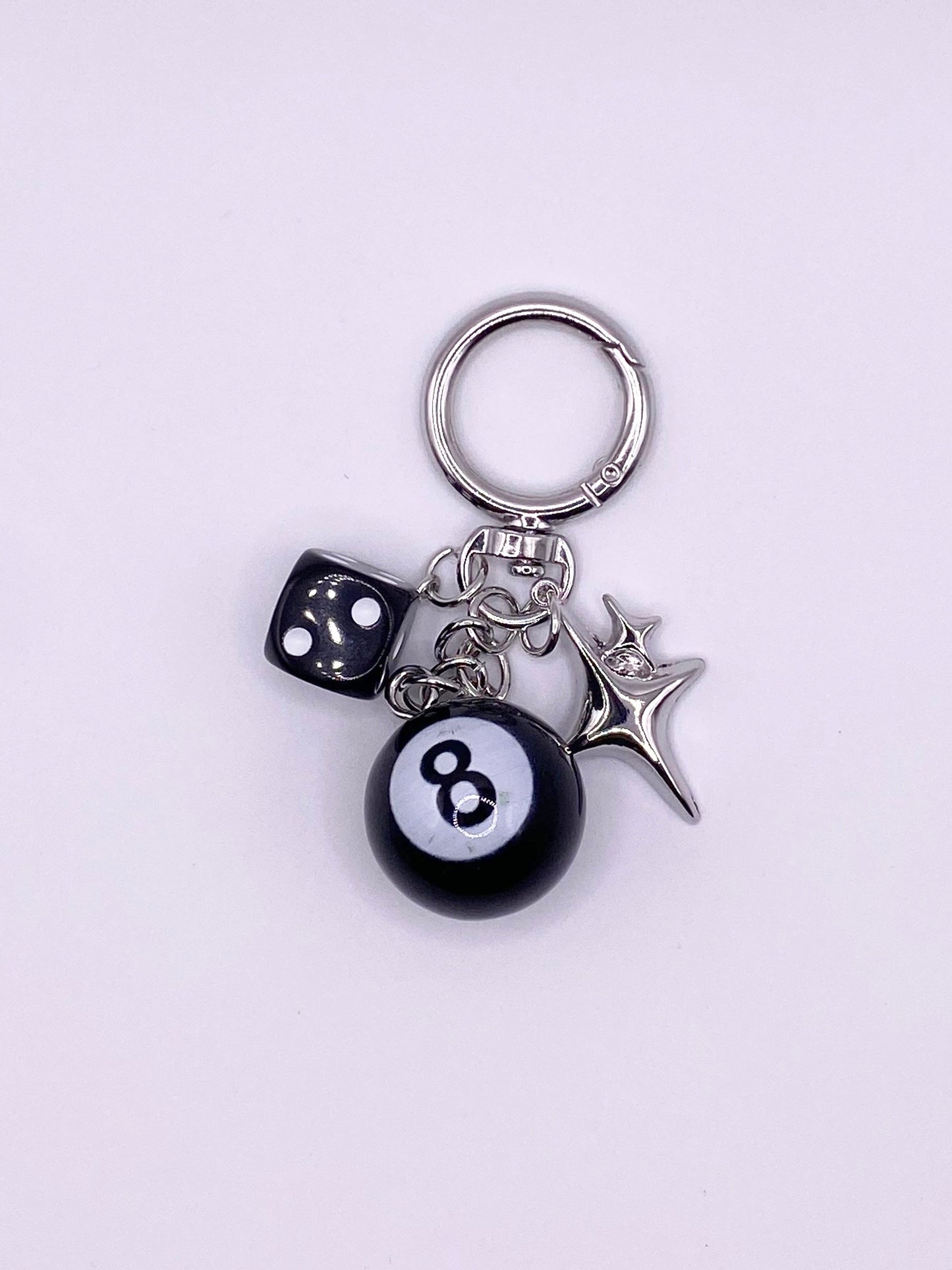 Schlüsselanhänger „Lucky Charm“  8-Ball, Würfel & Stern