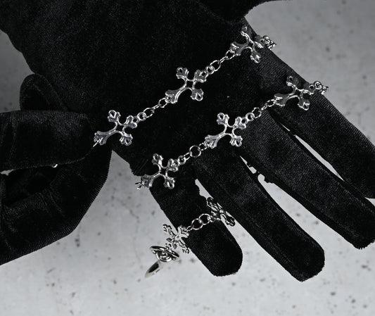 "Holy Drip" - Silberne Hosenkette mit Kreuzanhängern - Cross Chain Y2K Skater Streetwear