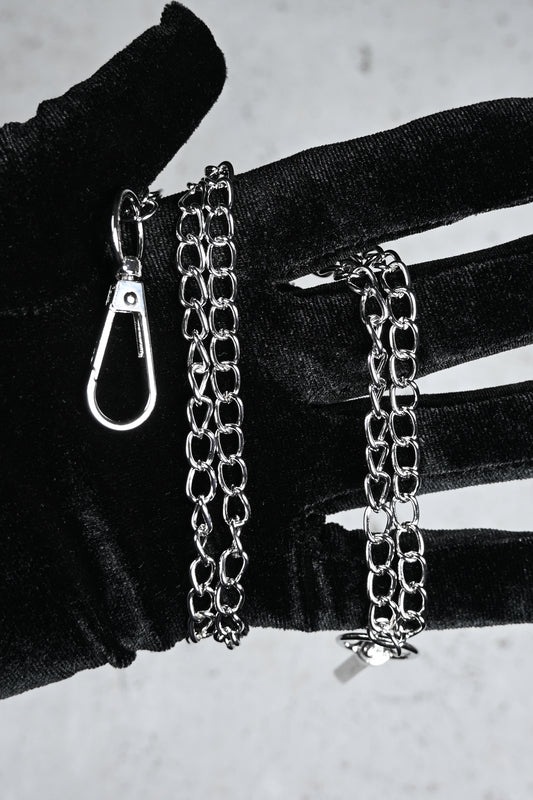"Roadlink" - Doppel-Hosenkette silber - Skater Y2K Biker Streetwear Rave