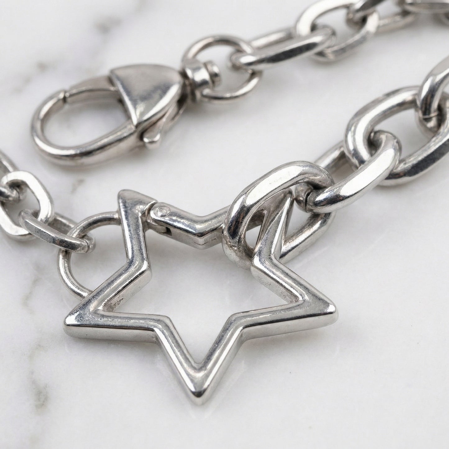 "StarBound" Streetwear silber Hosenkette mit Stern Charm Y2K Pants Chain