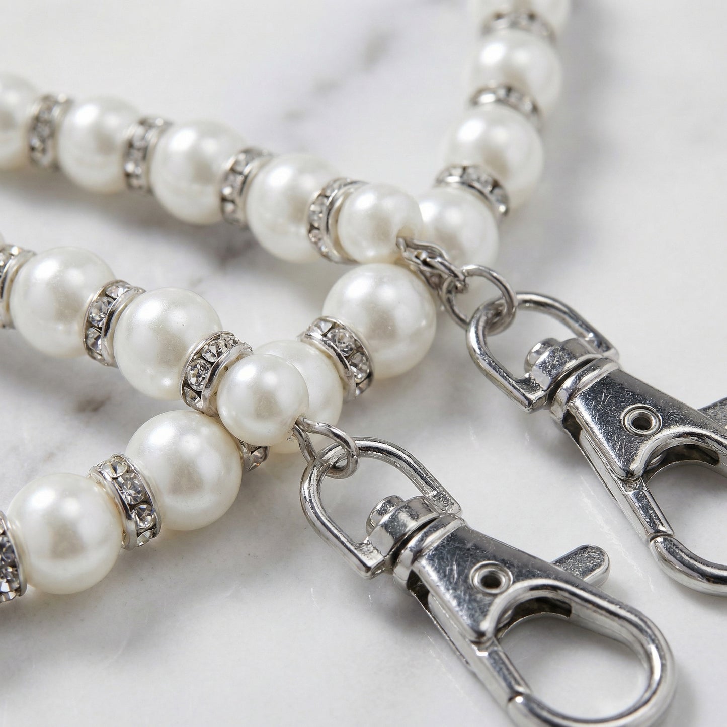 "Lunar Pearl" Streetwear Perlen Hosenkette mit Strass Details Y2K Pants Chain