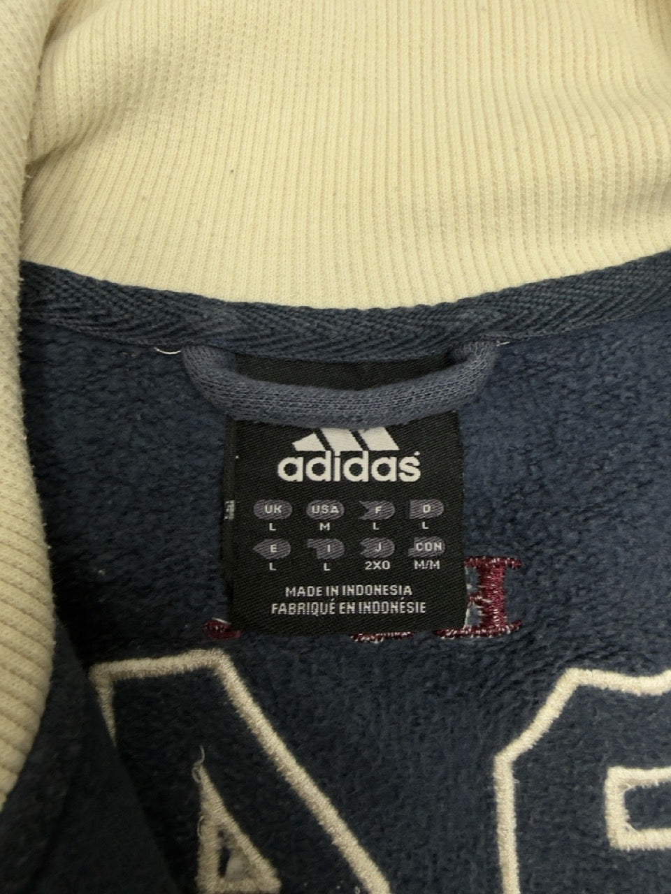 Adidas Sweatjacke navy creme Etikett Größe L