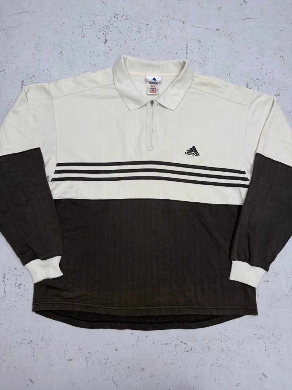 Adidas Sweat Polo creme dunkelbraun Vorderseite