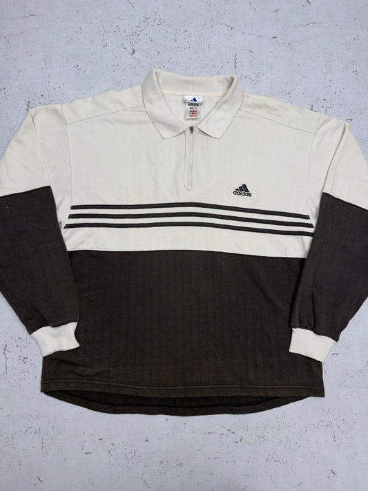 Adidas Sweat Polo creme dunkelbraun Vorderseite