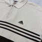 Adidas Sweat Polo creme dunkelbraun Logo und drei Streifen Detail
