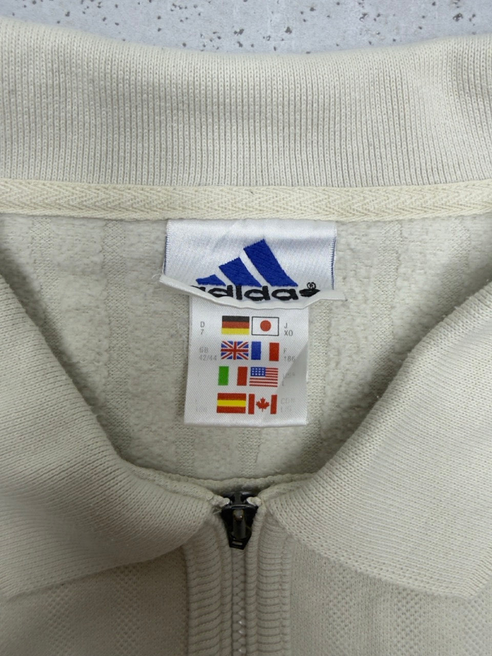 Adidas Sweat Polo creme dunkelbraun Etikett Größe L