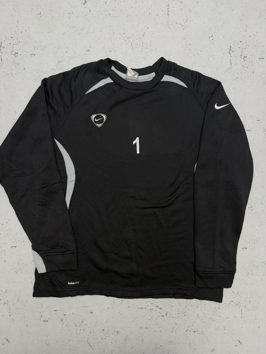 Nike Trikot Longsleeve schwarz grau Vorderseite mit Trikotnummer 1