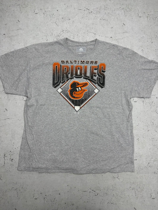 Majestic MLB Baltimore Orioles T-Shirt grau meliert Vorderseite