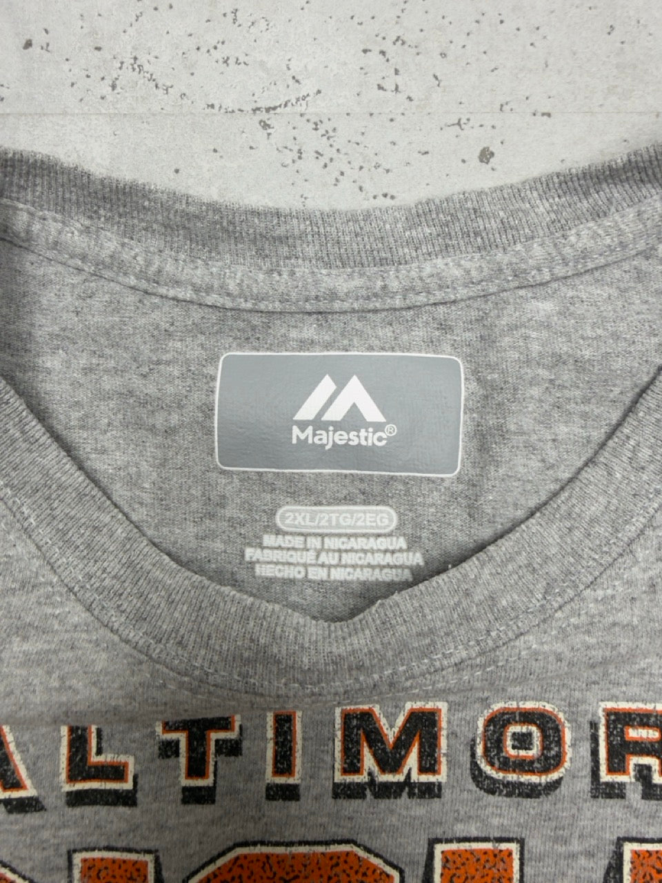 Majestic MLB Baltimore Orioles T-Shirt grau meliert Etikett