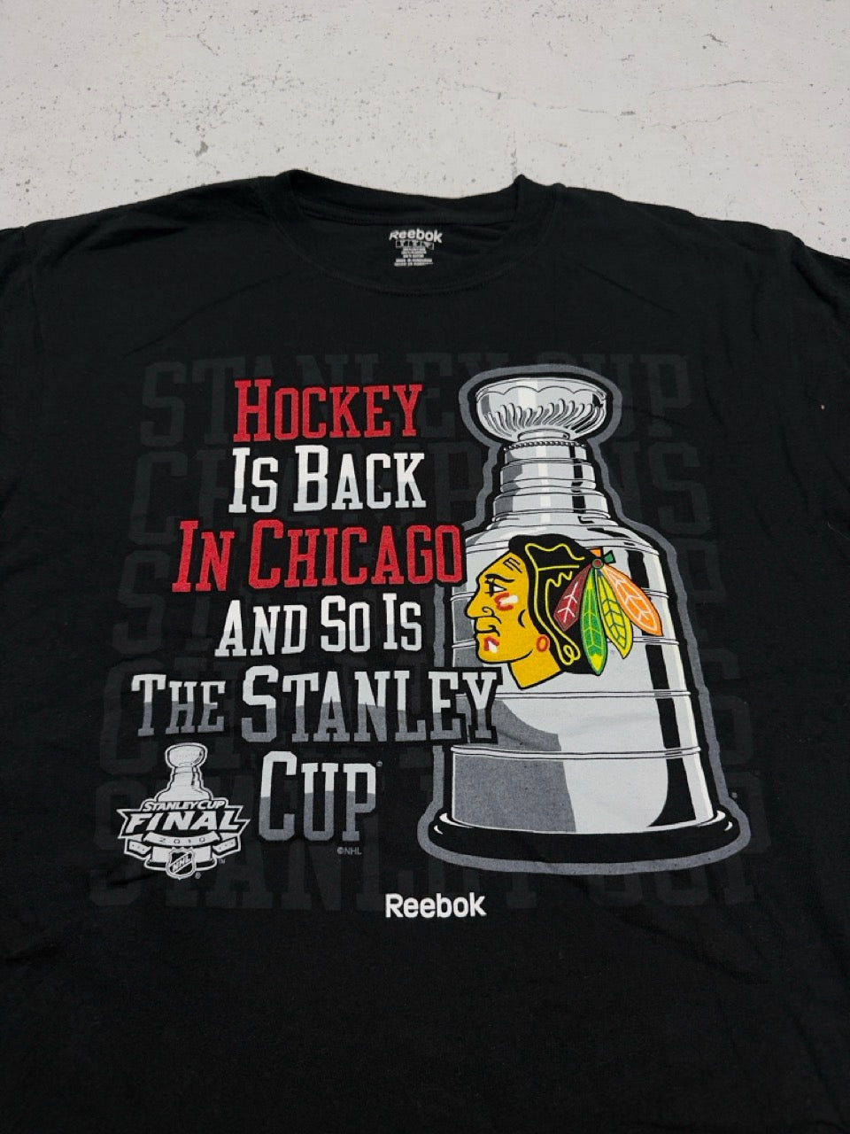 Reebok NHL Chicago Blackhawks T-Shirt schwarz Print Detail