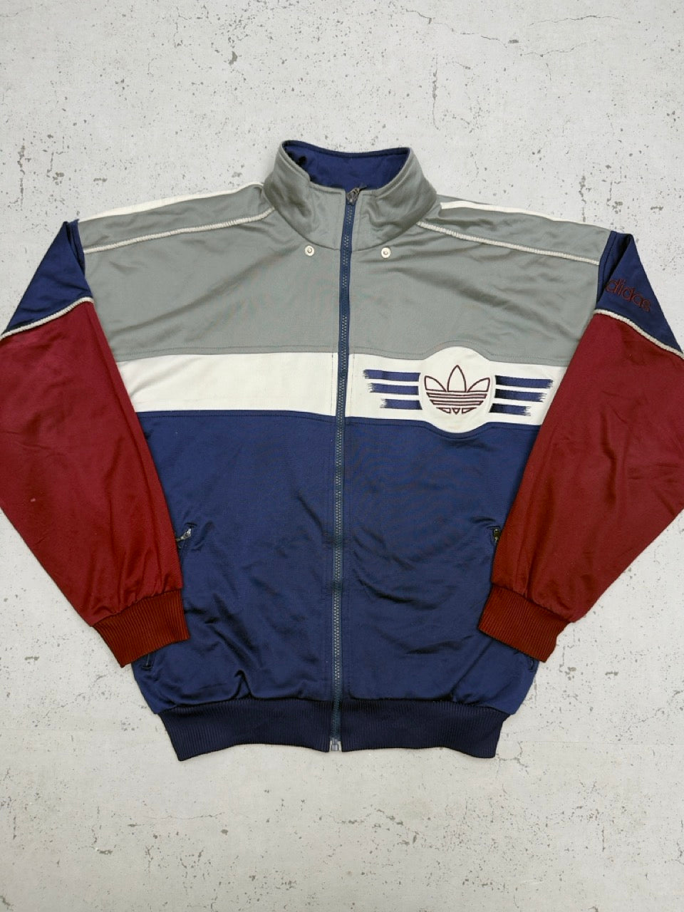 Adidas Trainingsjacke grau navy bordeaux Vorderseite