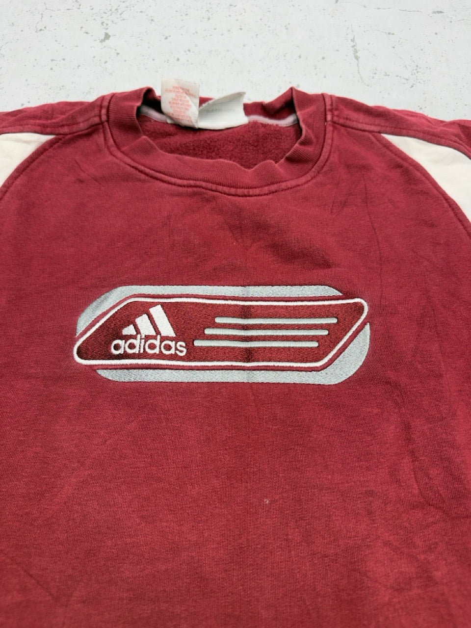 Adidas Big Logo Raglan Sweatshirt bordeaux creme Logo Detail