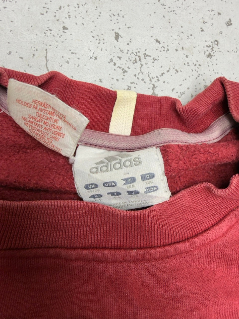 Adidas Big Logo Raglan Sweatshirt bordeaux creme Etikett