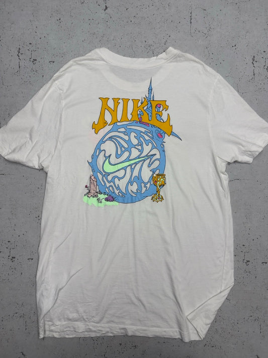 Nike Artwork Print T-Shirt weiß pink Rückseite