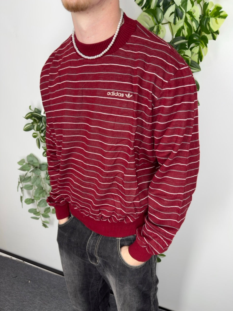 Adidas Trefoil Streifen Sweatshirt bordeaux Fitpic