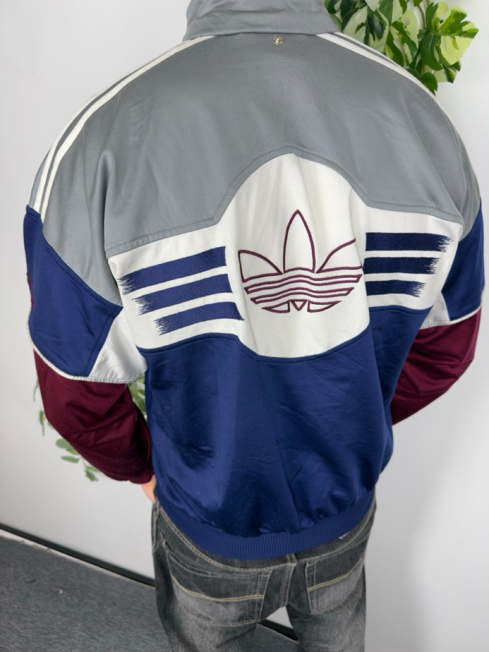 Adidas Trainingsjacke grau navy bordeaux Fitpic