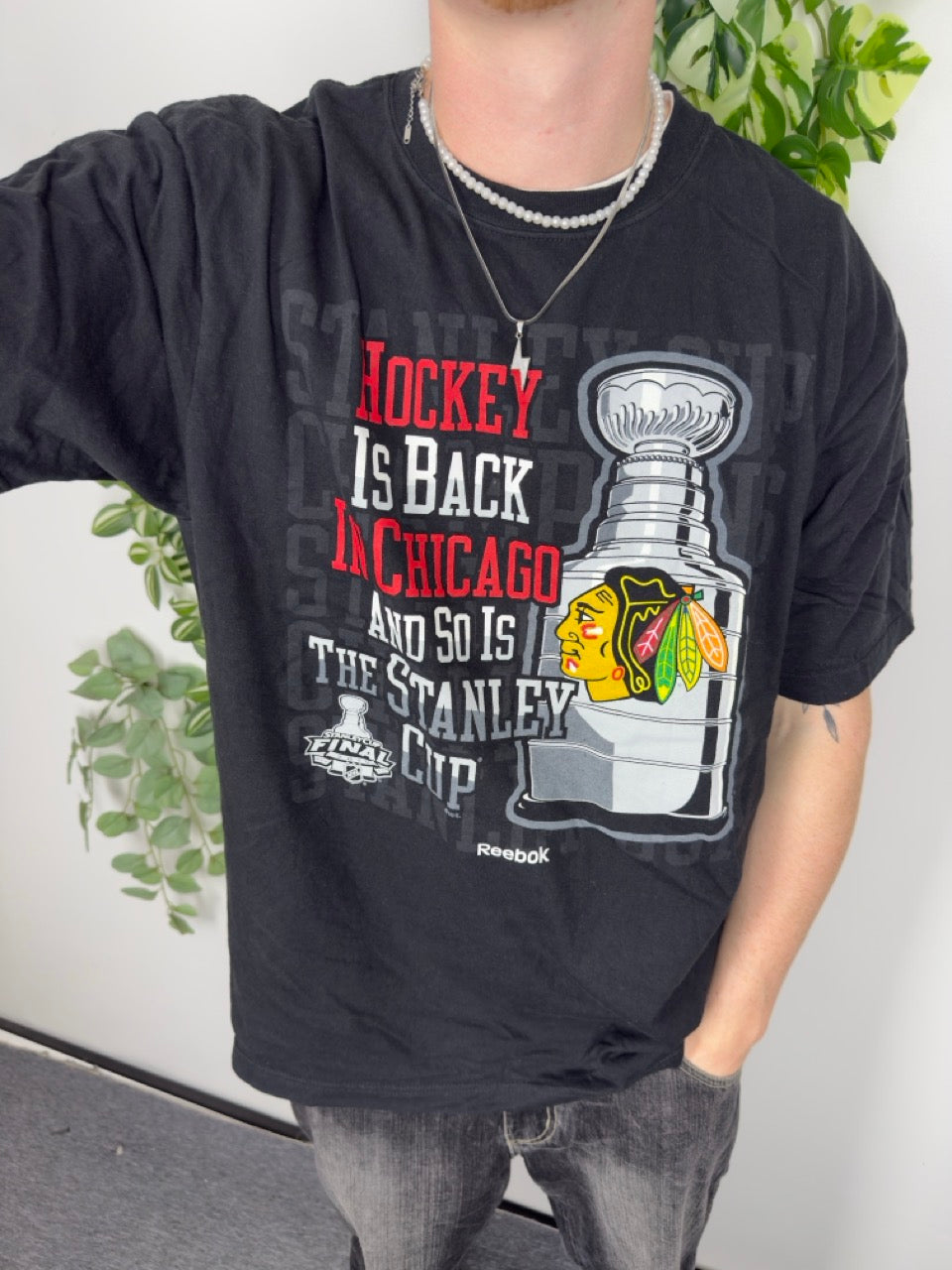 Reebok vintage NHL Chicago Blackhawks Stanley Cup Final 2010 T-Shirt schwarz XL