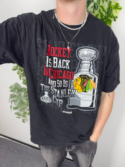 Reebok vintage NHL Chicago Blackhawks Stanley Cup Final 2010 T-Shirt schwarz XL