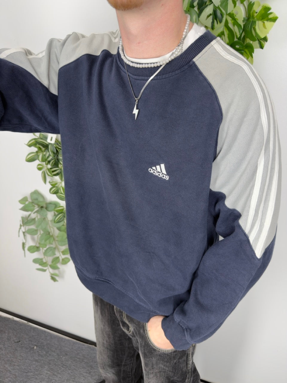 Adidas Raglan Sweatshirt navy grau Fitpic