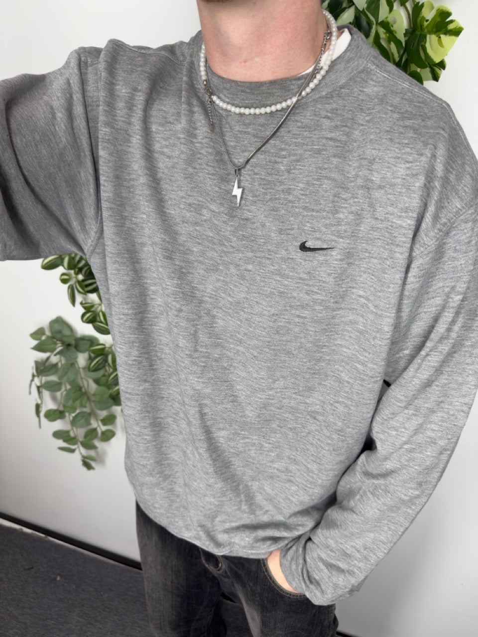 Nike Swoosh Sweatshirt grau meliert Fitpic