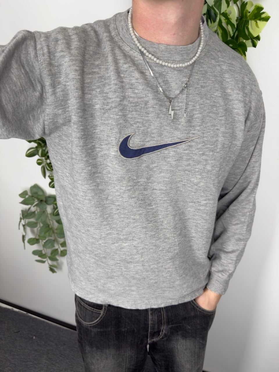 Nike Big Swoosh Sweatshirt grau meliert Fitpic