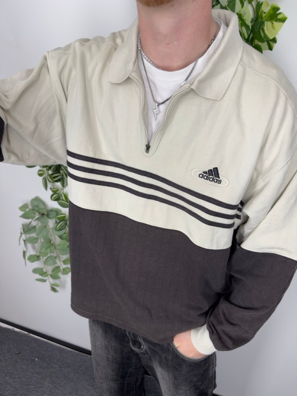 Adidas Sweat Polo creme dunkelbraun Fitpic