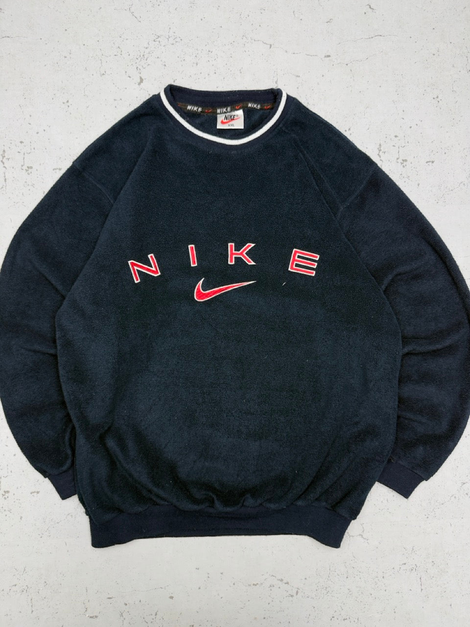 Nike vintage Big Logo embroidery Fleece Sweatshirt Sweater blau XL