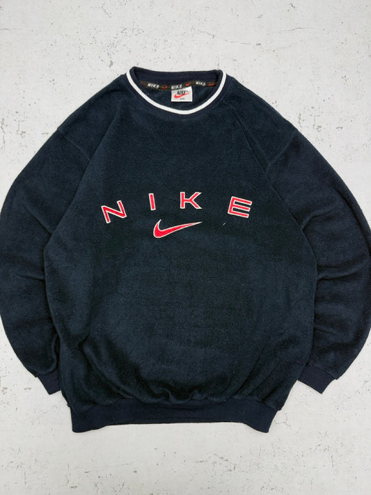 Nike vintage Big Logo embroidery Fleece Sweatshirt Sweater blau XL