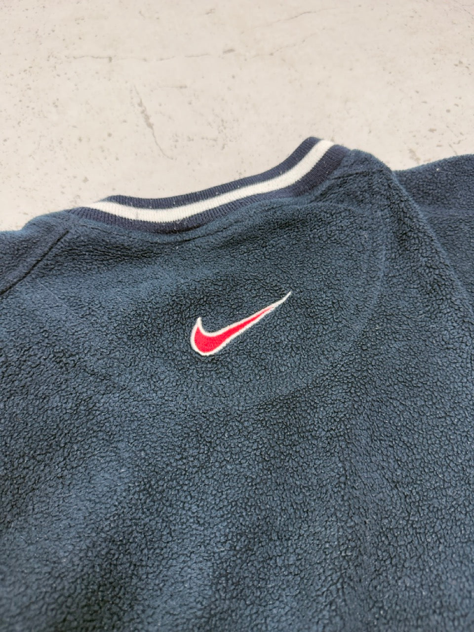 Nike vintage Big Logo embroidery Fleece Sweatshirt Sweater blau XL