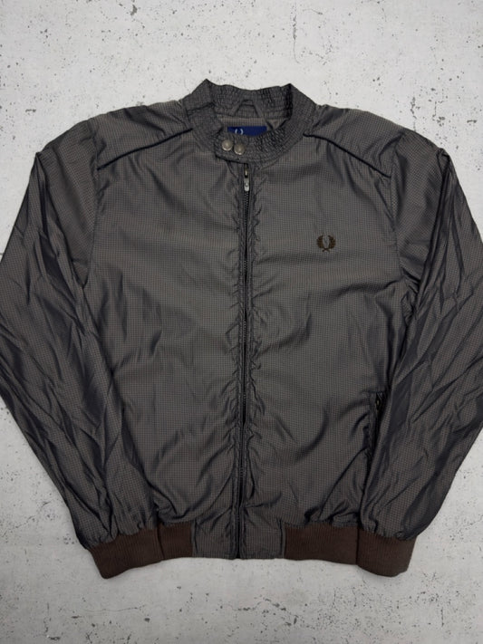 Fred Perry Harrington Jacke Hahnentritt grau braun Vorderseite
