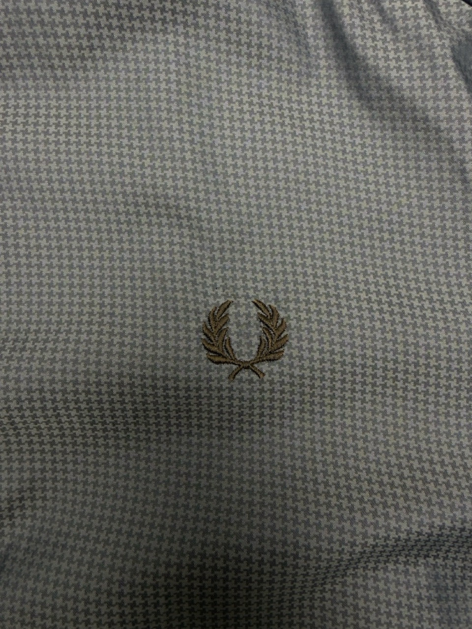 Fred Perry Harrington Jacke Hahnentritt grau braun Rückseite