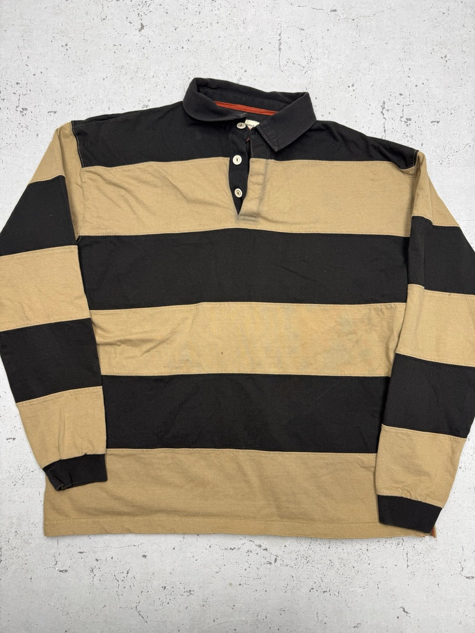 Rugby Longsleeve schwarz beige gestreift Vorderseite