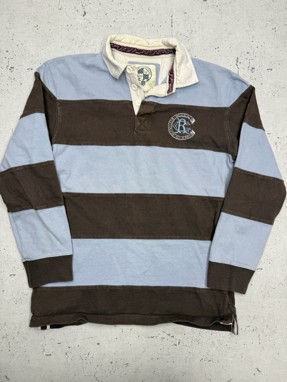 Crew Clothing Rugby Longsleeve hellblau braun Vorderseite