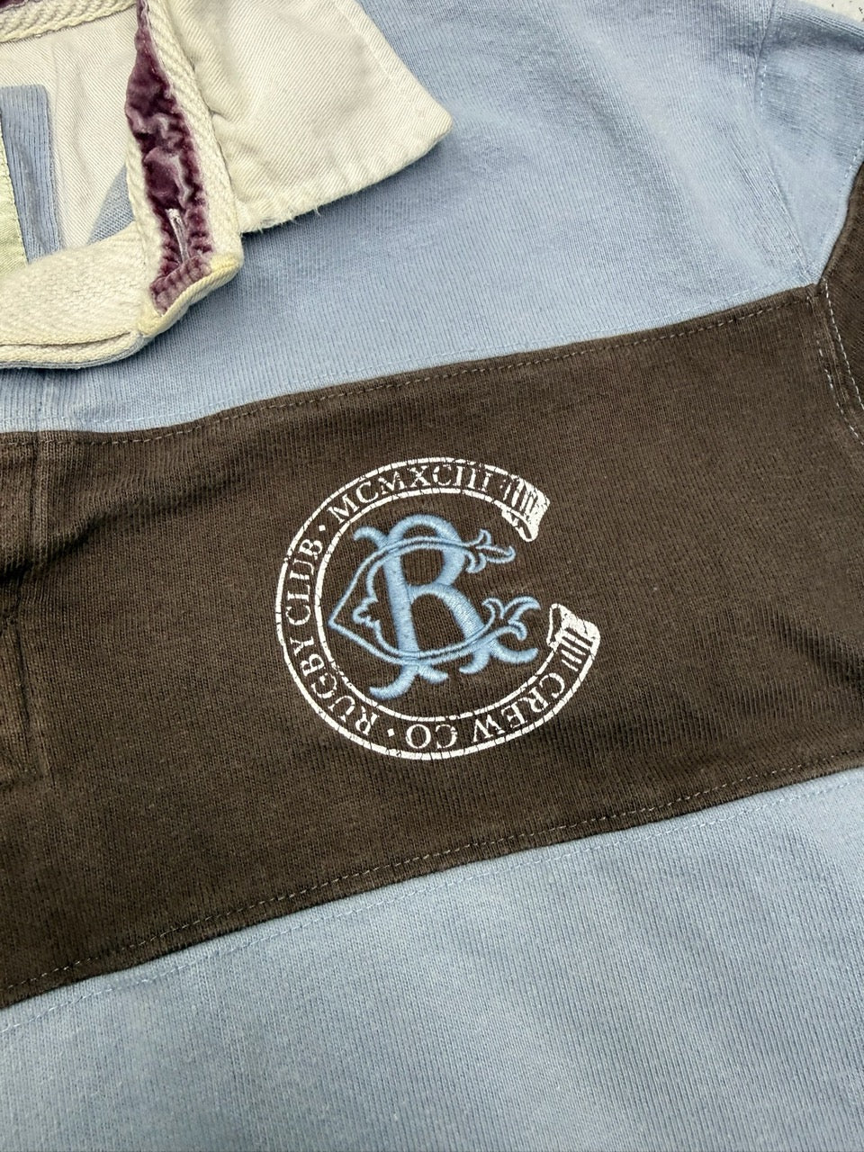Crew Clothing Rugby Longsleeve hellblau braun Rückseite