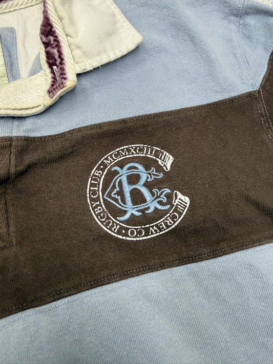 Crew Clothing Rugby Longsleeve hellblau braun Rückseite