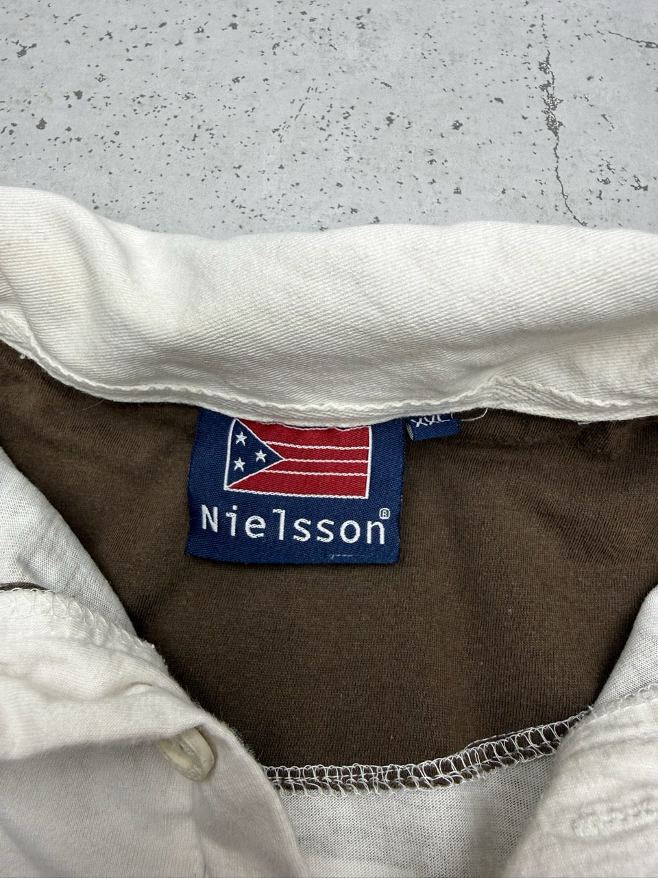 Nielsson Rugby Longsleeve braun weiß Detail