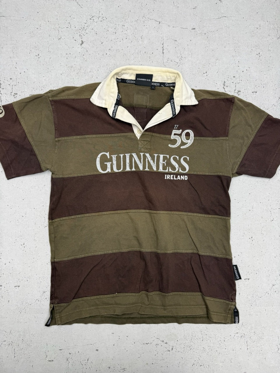 Guinness Rugby Poloshirt braun grün Vorderseite