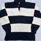Rugby Longsleeve blau creme gestreift Vorderseite