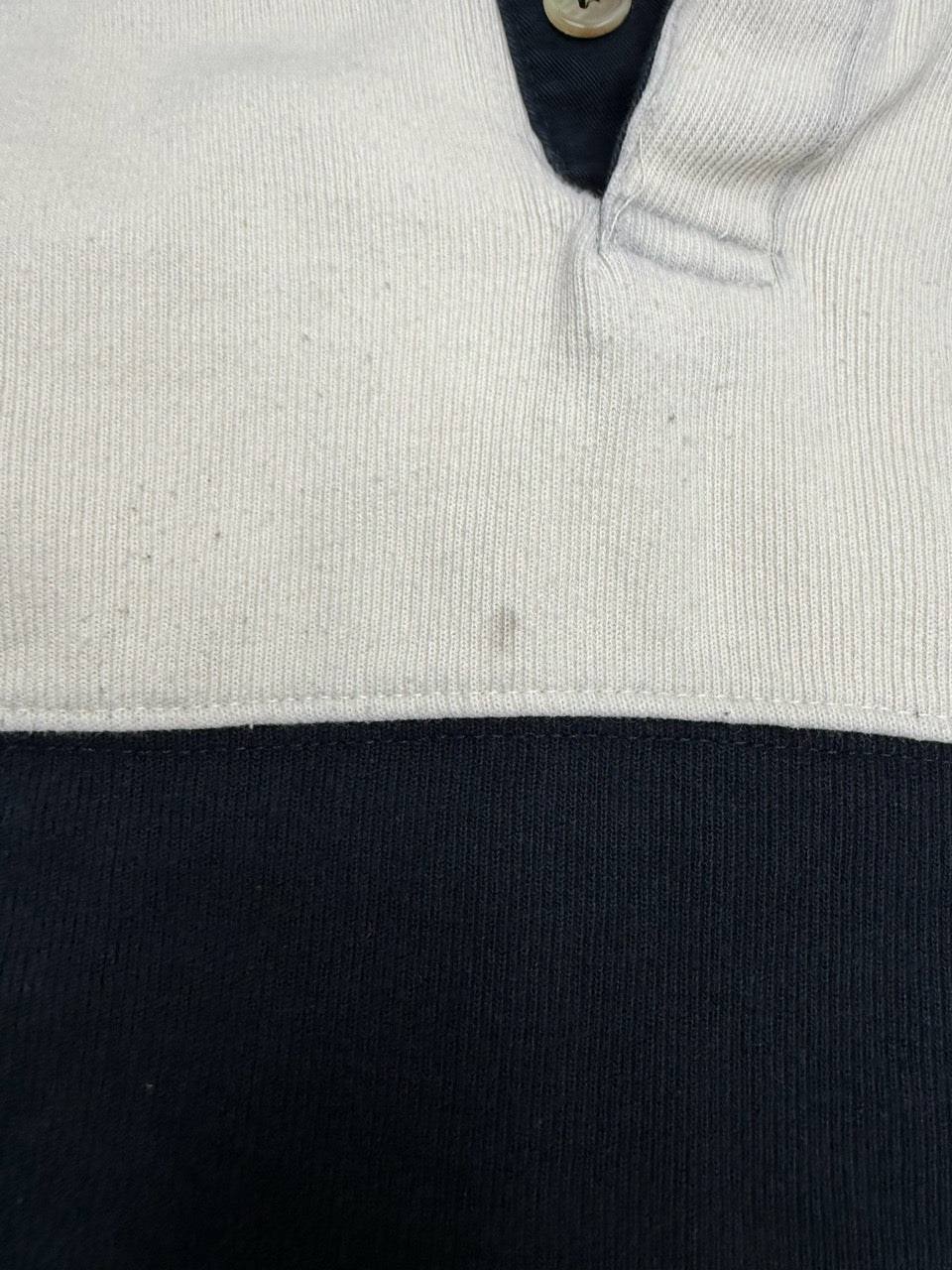 Rugby Longsleeve blau creme gestreift Zustand Detail