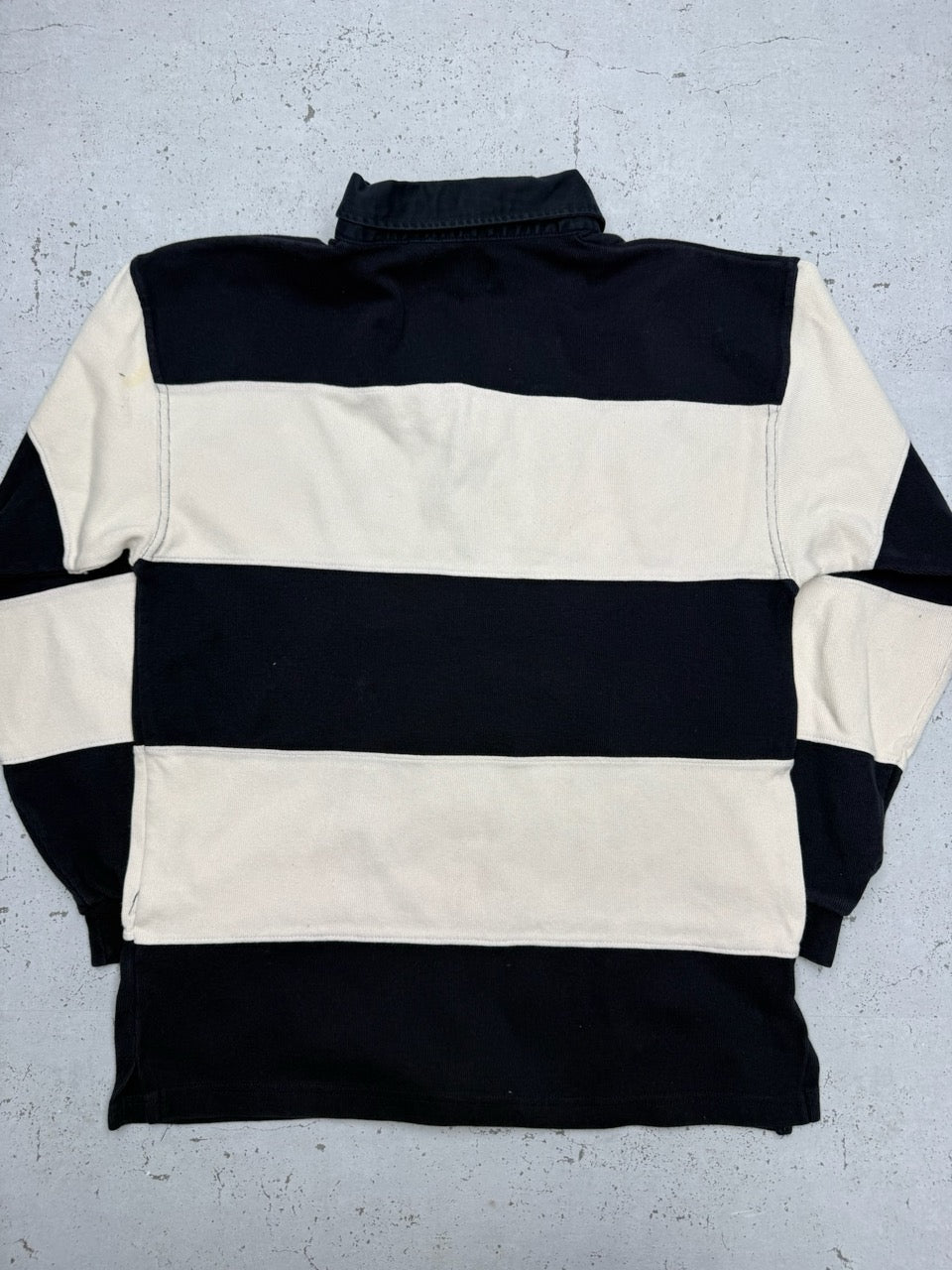 Rugby Longsleeve blau creme gestreift Zustand Detail