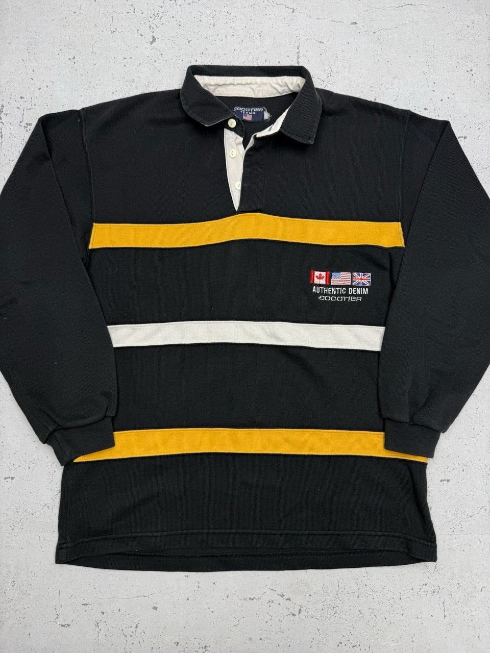 Authentic Denim Rugby Longsleeve schwarz gelb Vorderseite