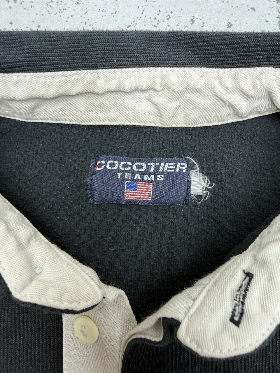 Authentic Denim Rugby Longsleeve schwarz gelb Detail