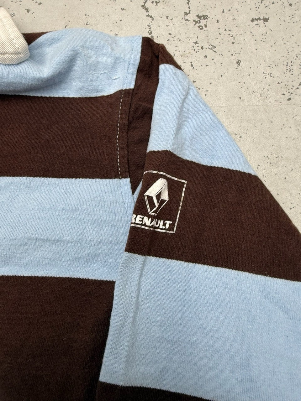 Renault Rugby Longsleeve braun hellblau Zustand Detail