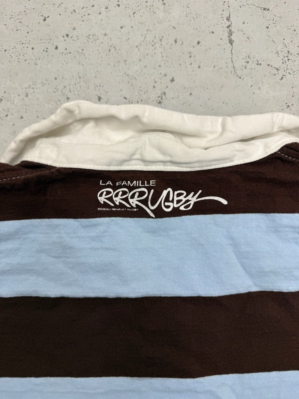 Renault Rugby Longsleeve braun hellblau Detail