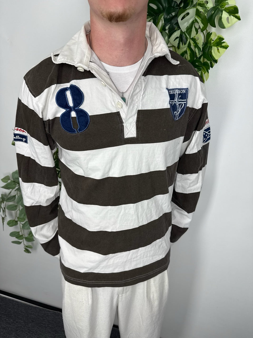 Nielsson Rugby Longsleeve braun weiß Fitpic